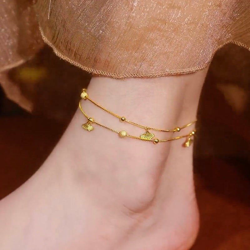 Double Layered Ginkgo Anklet