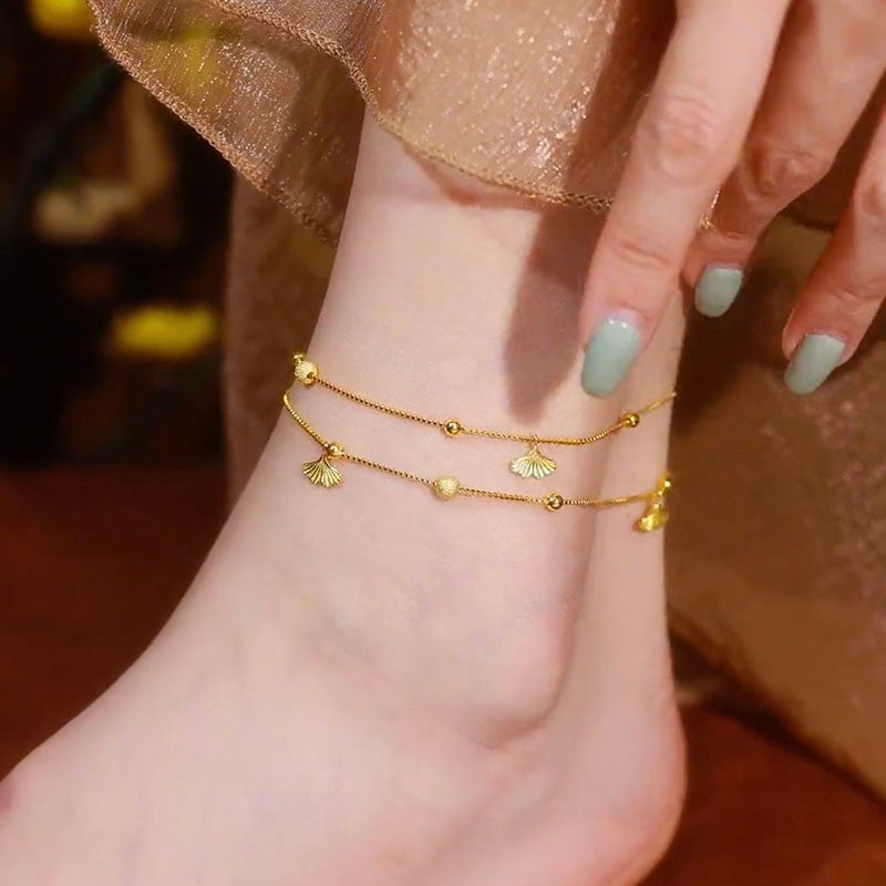 Double Layered Ginkgo Anklet
