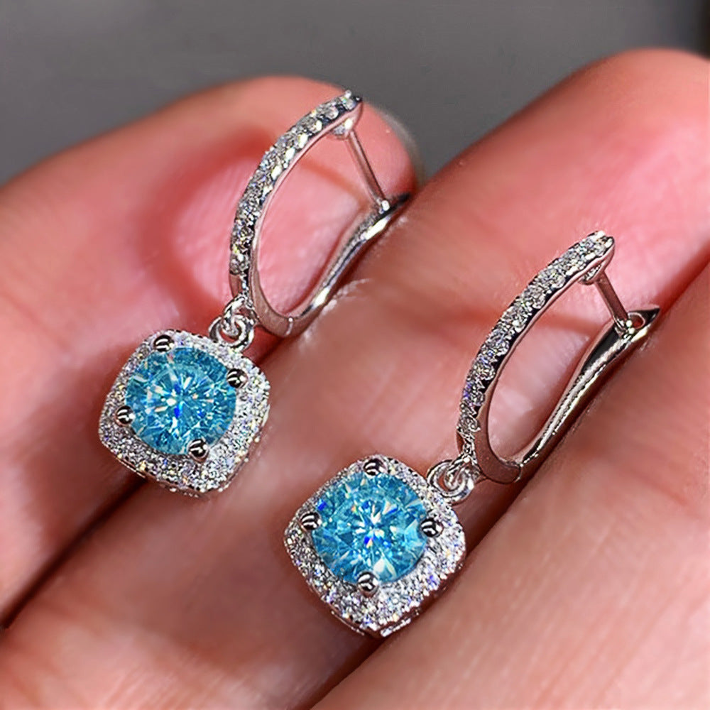 Minimalist Square Hoop Earrings with Round Diamonds