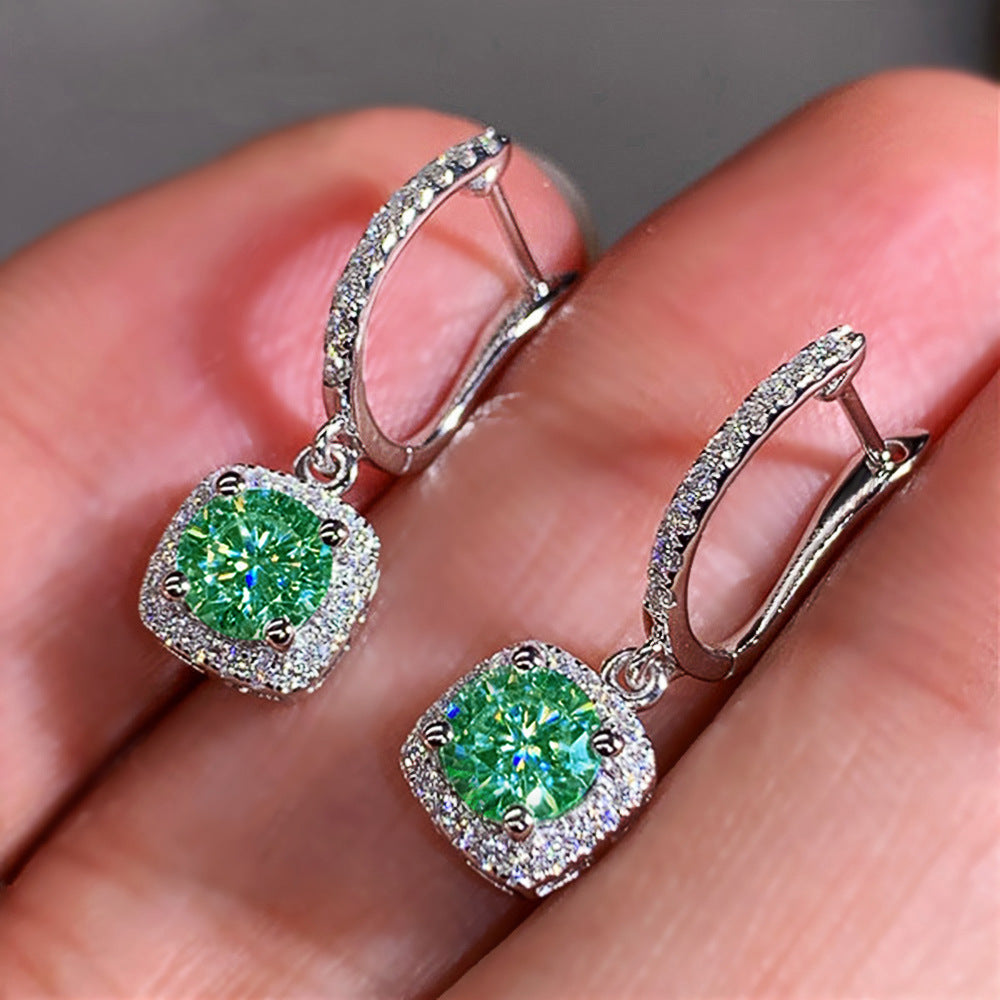 Minimalist Square Hoop Earrings with Round Diamonds