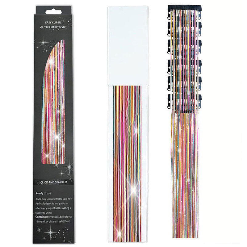 Holographic Tinsel Hair Extensions – Metallic Glitter Hair Strands Kit for DIY Party & Daily Styling