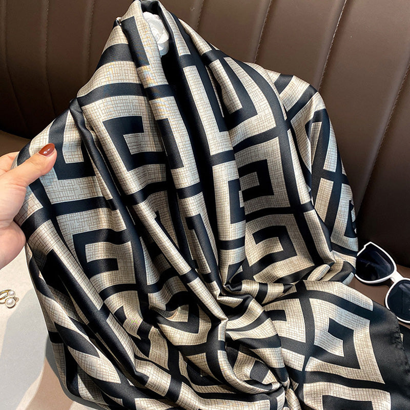 Chic Summer Sunblock Scarf – Silk-like Satin Long Wrap for Women