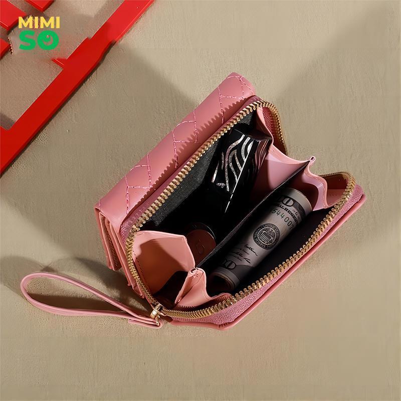 Women's embroidered heart Leather wallet, trifold bag, card holder