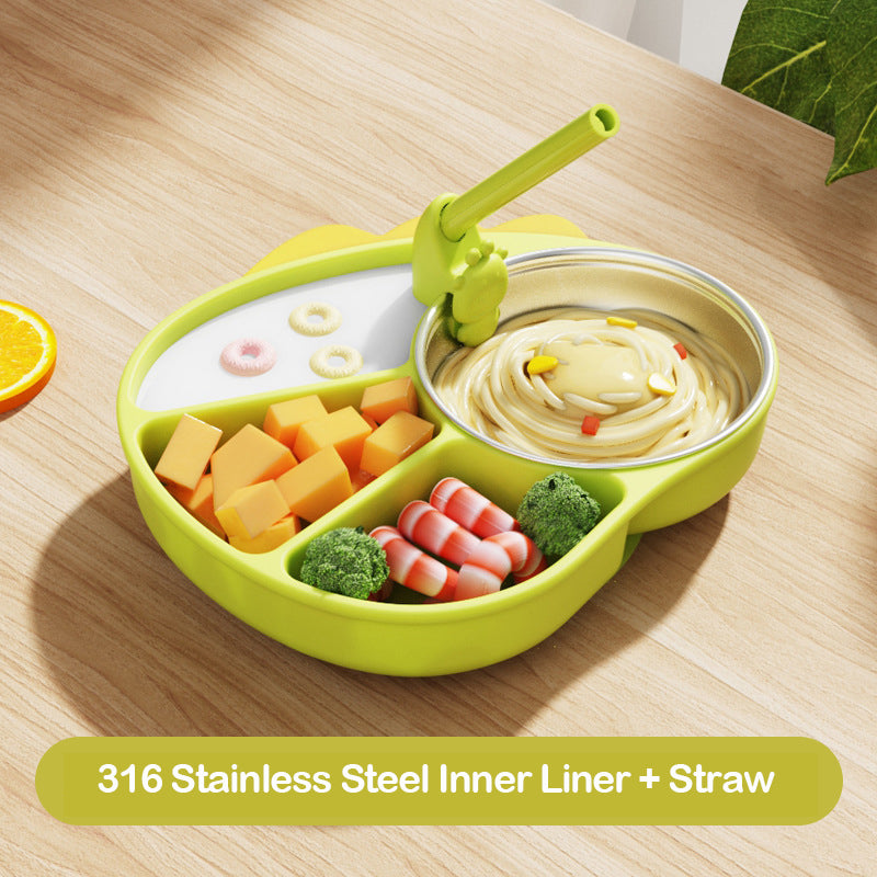 Kids Silicone Divided Cartoon Plate Baby Suction Tableware Non-Slip Feeding Dish
