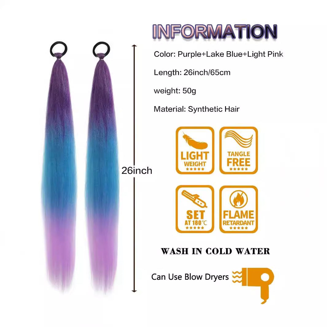 2pcs Ombre Jumbo Braiding Ponytail Extensions, 26-Inch Synthetic High Temperature Fiber Hair