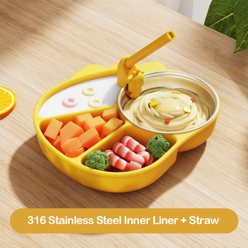 Kids Silicone Divided Cartoon Plate Baby Suction Tableware Non-Slip Feeding Dish