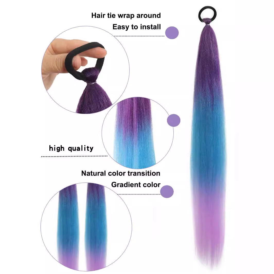 2pcs Ombre Jumbo Braiding Ponytail Extensions, 26-Inch Synthetic High Temperature Fiber Hair