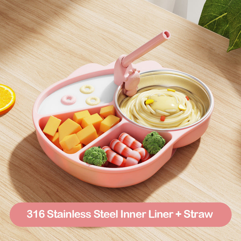 Kids Silicone Divided Cartoon Plate Baby Suction Tableware Non-Slip Feeding Dish