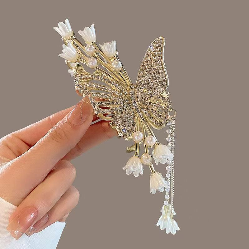 Butterfly Tassel Hair Clip for Women – Elegant Back Head Hair Claw