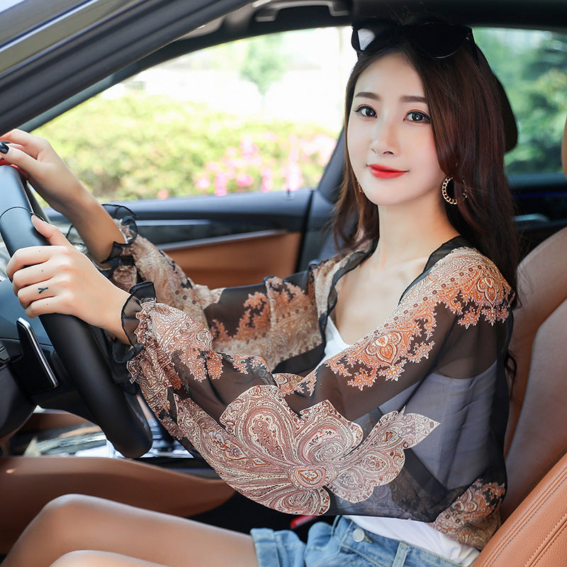 Outdoor UV Protection Arm Sleeves for Women | Ice Silk Chiffon Sun Sleeves for Summer Cycling