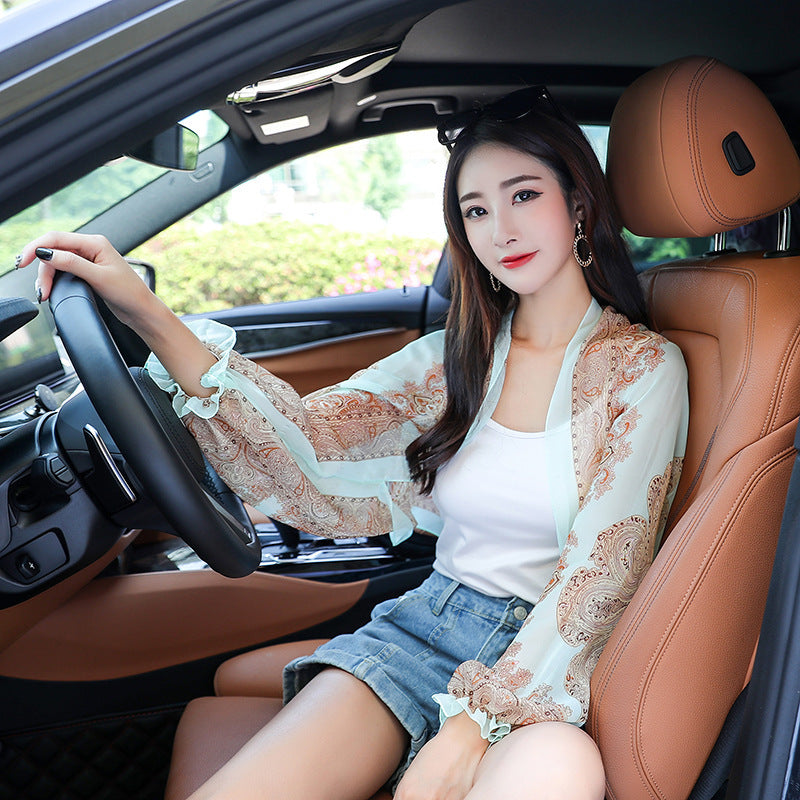 Outdoor UV Protection Arm Sleeves for Women | Ice Silk Chiffon Sun Sleeves for Summer Cycling