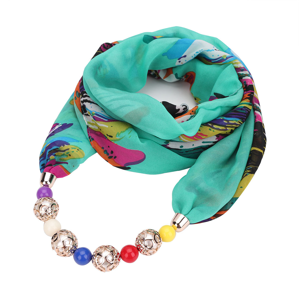 Multifunctional Chiffon Beads Pendant Scarf