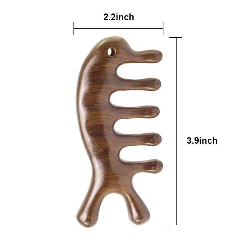 Head & face meridian massage solid wood comb, sandalwood, dredge meridians, smooth blood circulation