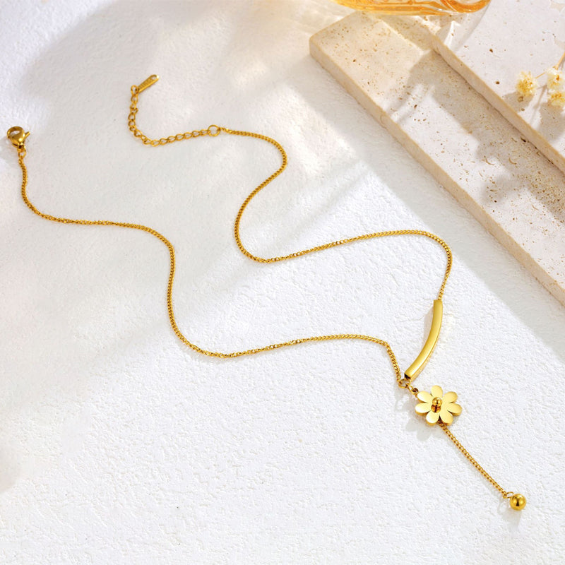 মহিলাদের জন্য ১৮ ক্যারেট সোনার প্রলেপযুক্ত ডেইজি নেকলেস | ইউরোপীয় এবং আমেরিকান স্টাইল