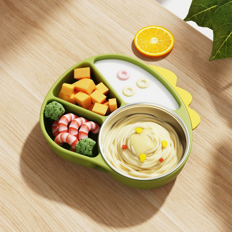 Kids Silicone Divided Cartoon Plate Baby Suction Tableware Non-Slip Feeding Dish
