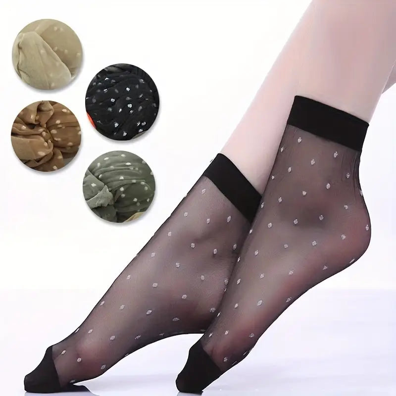 10 Pairs Dot Ultra-thin See Though Sheers Socks
