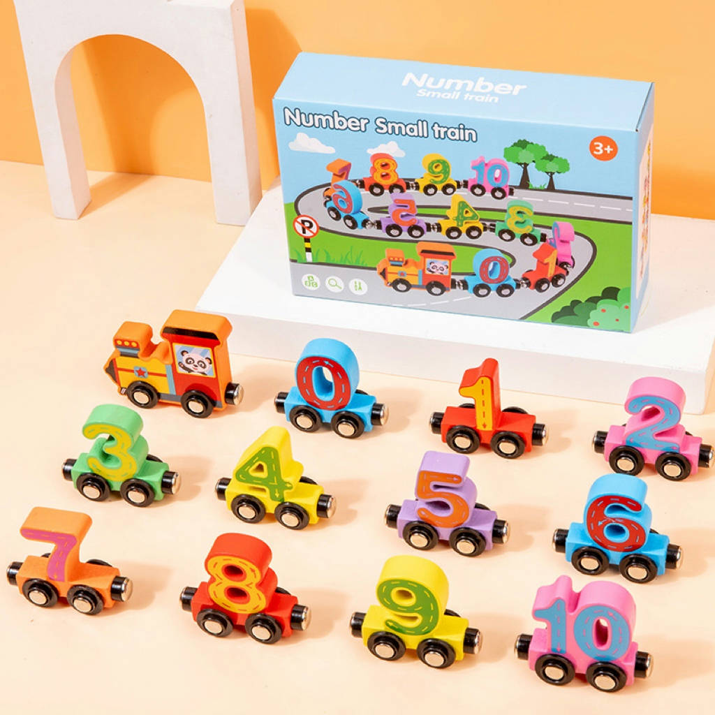 Magnetic Wooden Number Train Building Blocks – Educational Toy for Kids