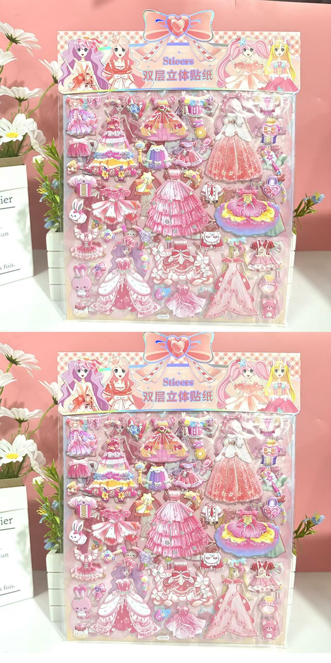 Double-layer 3D Princess Dress Up Stickers-Children's Dress Up Game