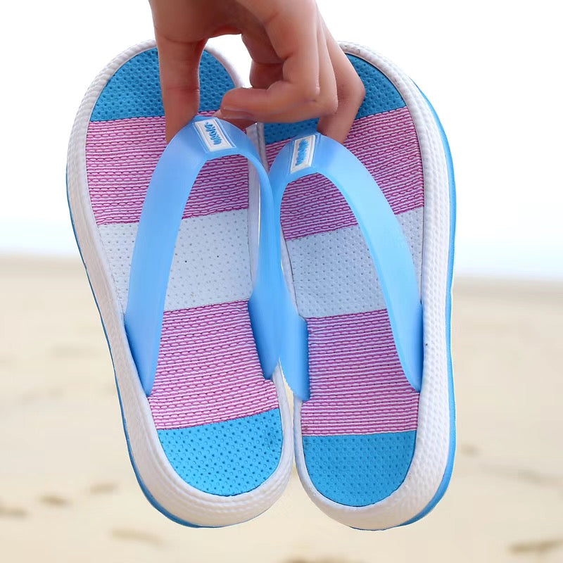 Women's colorful thick-soled flip-flops, beach slippers, non-slip