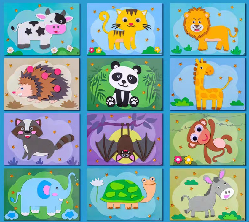 【12PCS】High-quality 3D sticker painting, children's craft materials kit, educational toy