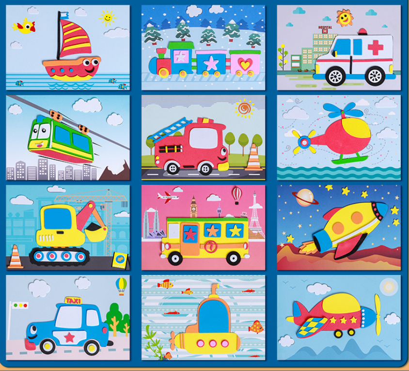 【12PCS】High-quality 3D sticker painting, children's craft materials kit, educational toy