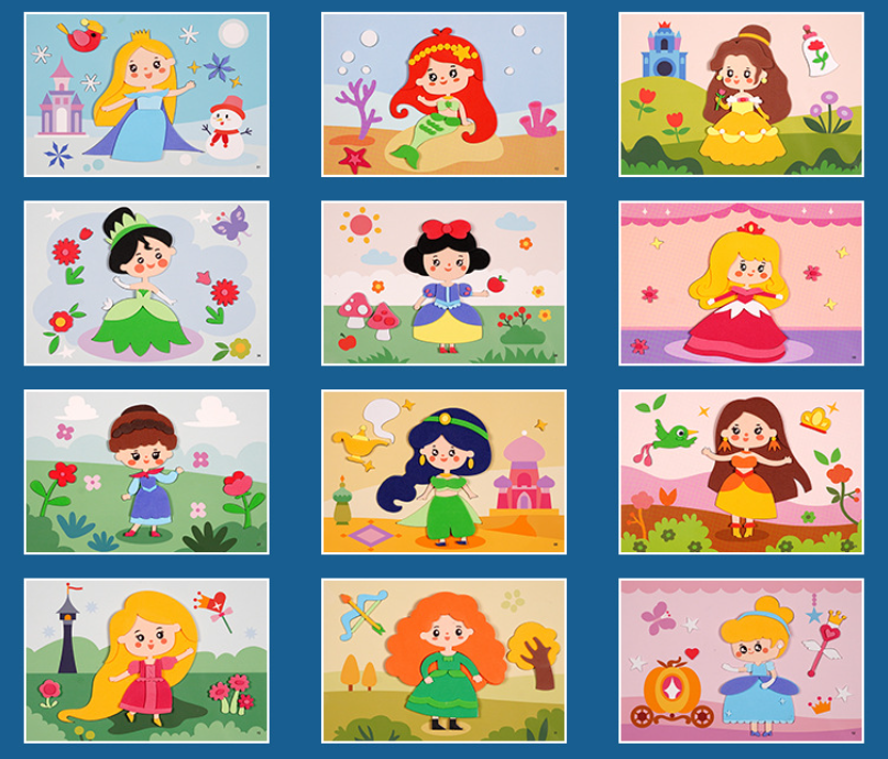 【12PCS】High-quality 3D sticker painting, children's craft materials kit, educational toy