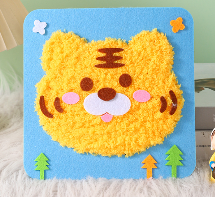 Children's educational hand-threading painting, creative cartoon yarn painting, material package