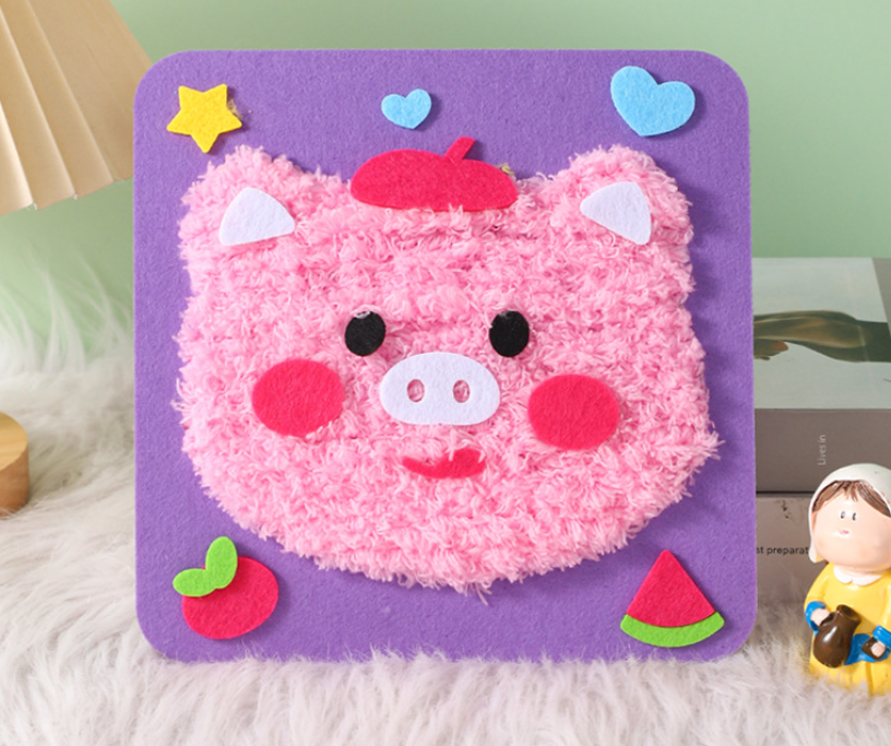 Children's educational hand-threading painting, creative cartoon yarn painting, material package