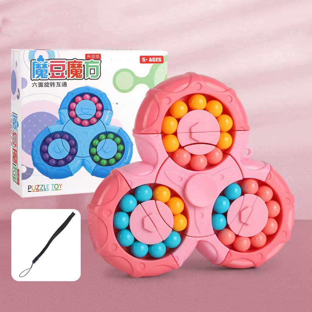 Fidget Spinner + Six-Sided Rotating Cube 2-in-1, Magic Bean Fun Educational Toy