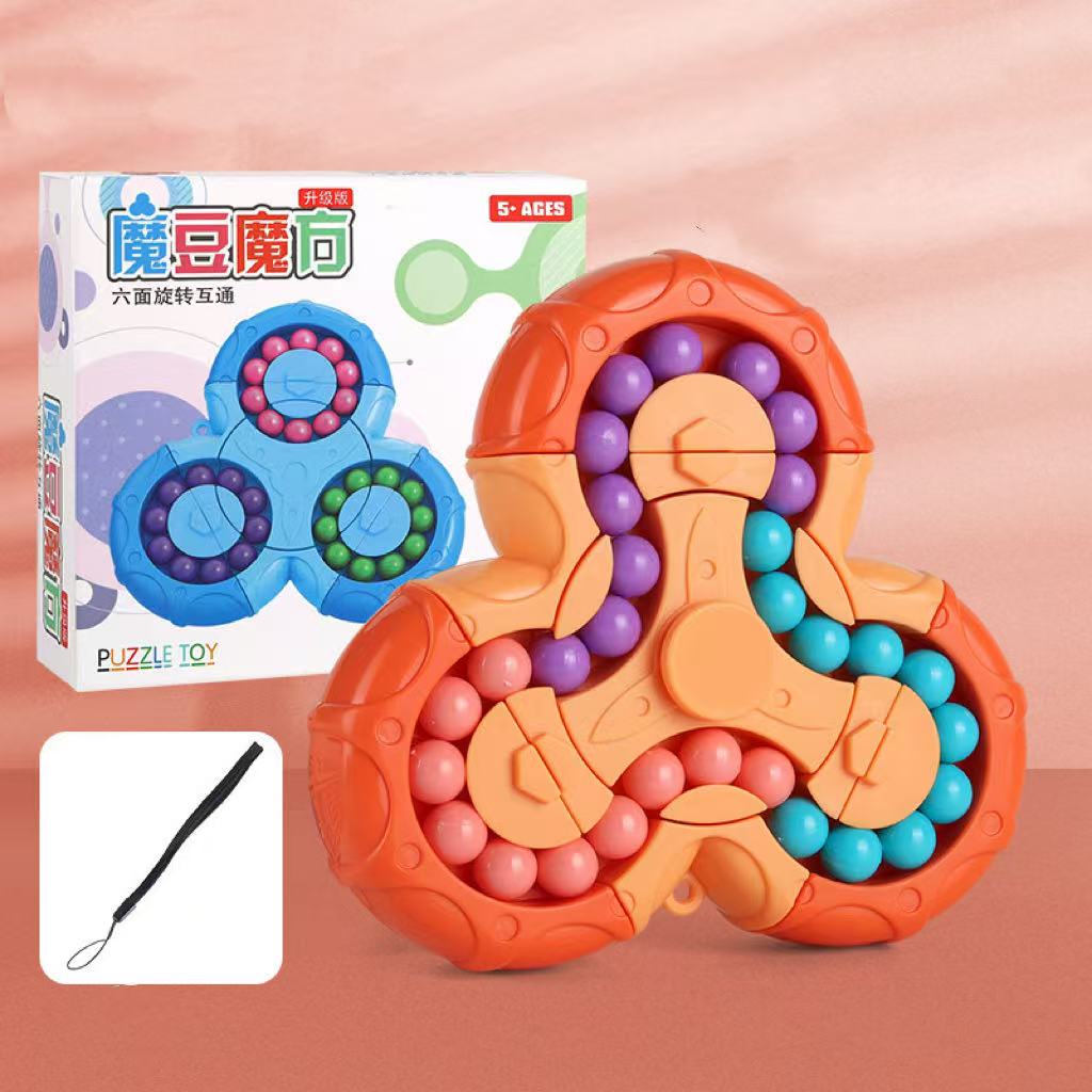 Fidget Spinner + Six-Sided Rotating Cube 2-in-1, Magic Bean Fun Educational Toy