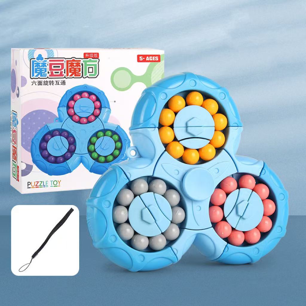 Fidget Spinner + Six-Sided Rotating Cube 2-in-1, Magic Bean Fun Educational Toy