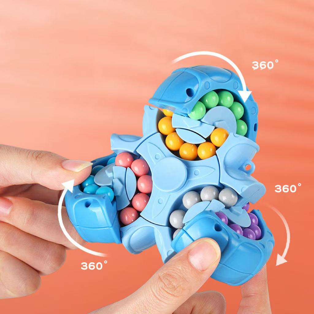 Fidget Spinner + Six-Sided Rotating Cube 2-in-1, Magic Bean Fun Educational Toy