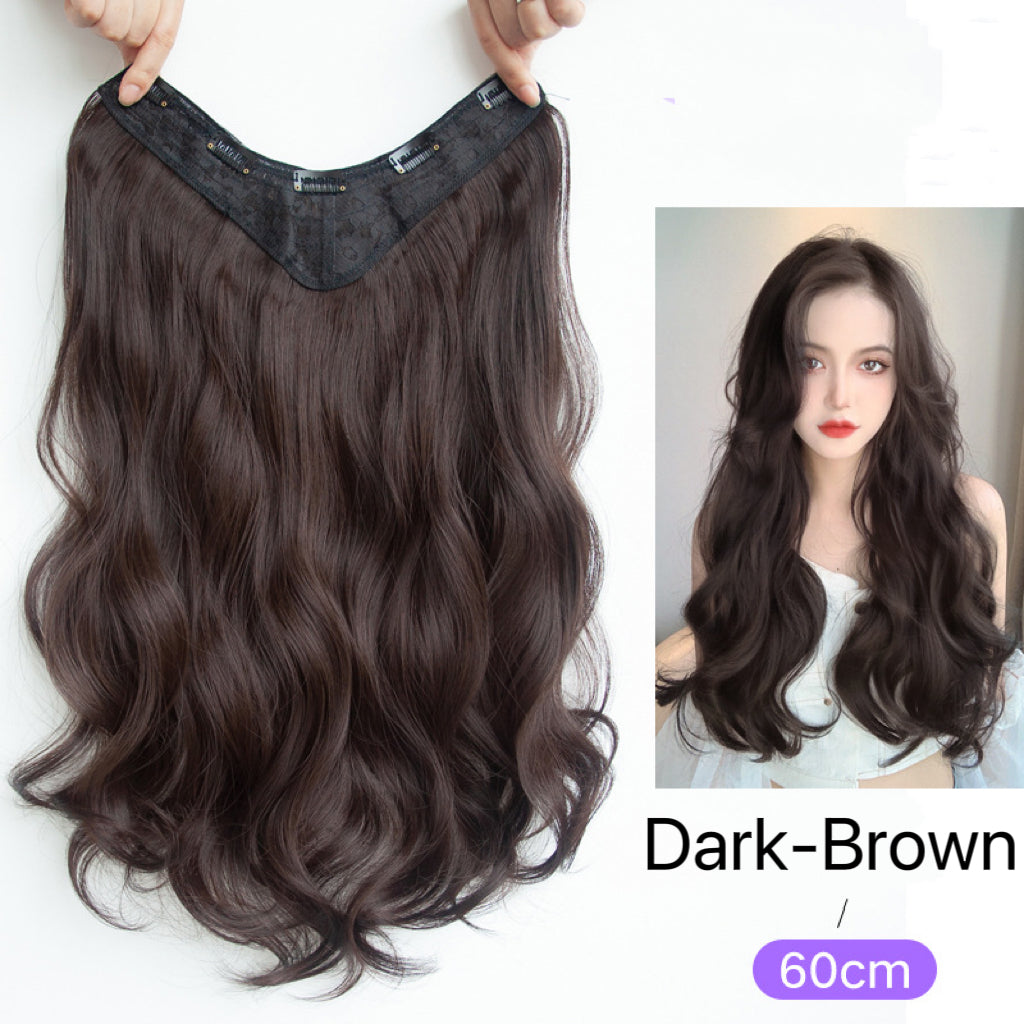 Invisible Hair Extension Wavy Curly Long Synthetic Hairpieces for Women