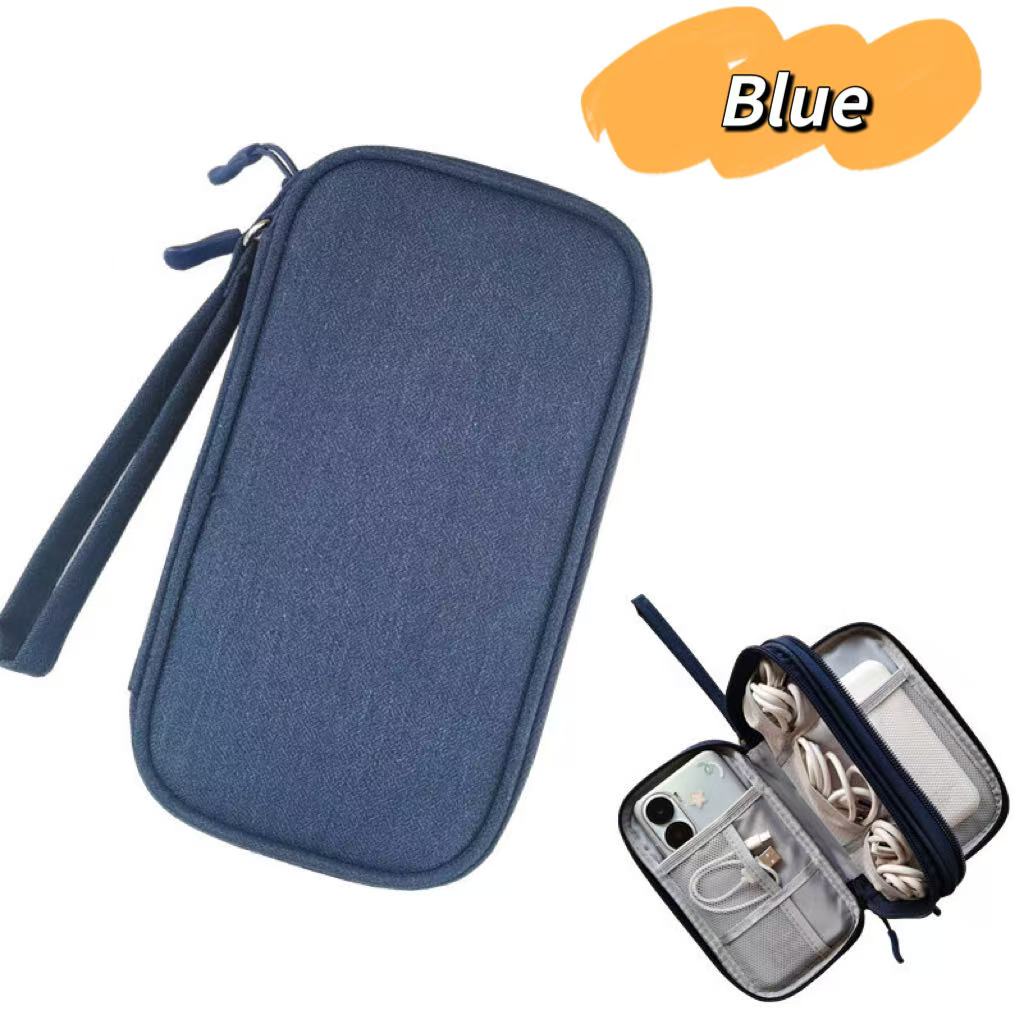 Travel Electronics Organizer - Portable Cable and Charger Storage Bag, Durable Polyester, Mesh Pockets for Accessories, Ideal for Men and Women