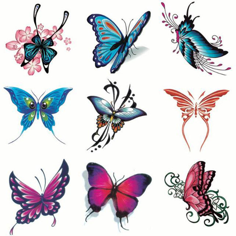 Rose & Flower & Butterfly Tattoo Sticker, Waterproof