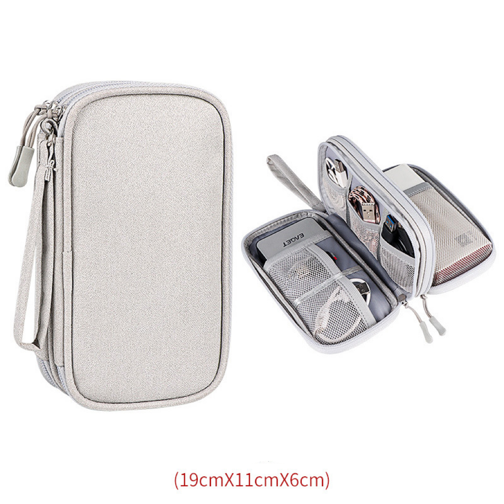 Travel Electronics Organizer - Portable Cable and Charger Storage Bag, Durable Polyester, Mesh Pockets for Accessories, Ideal for Men and Women