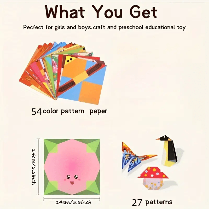 54pcs Creative Origami Kit Color Origami Puzzles
