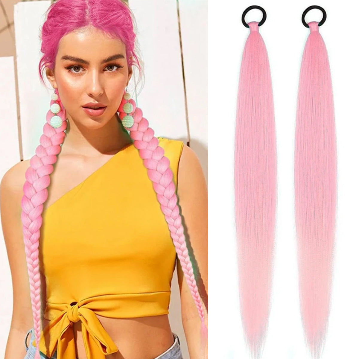 2pcs Ombre Jumbo Braiding Ponytail Extensions, 26-Inch Synthetic High Temperature Fiber Hair