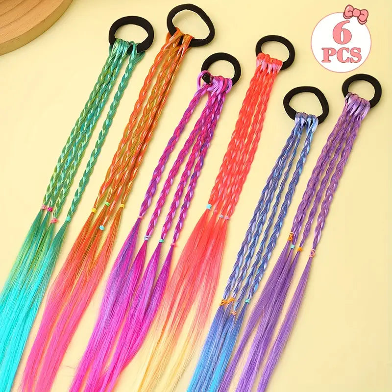 6pcs Colorful Braided Wig Hair Accessories Set