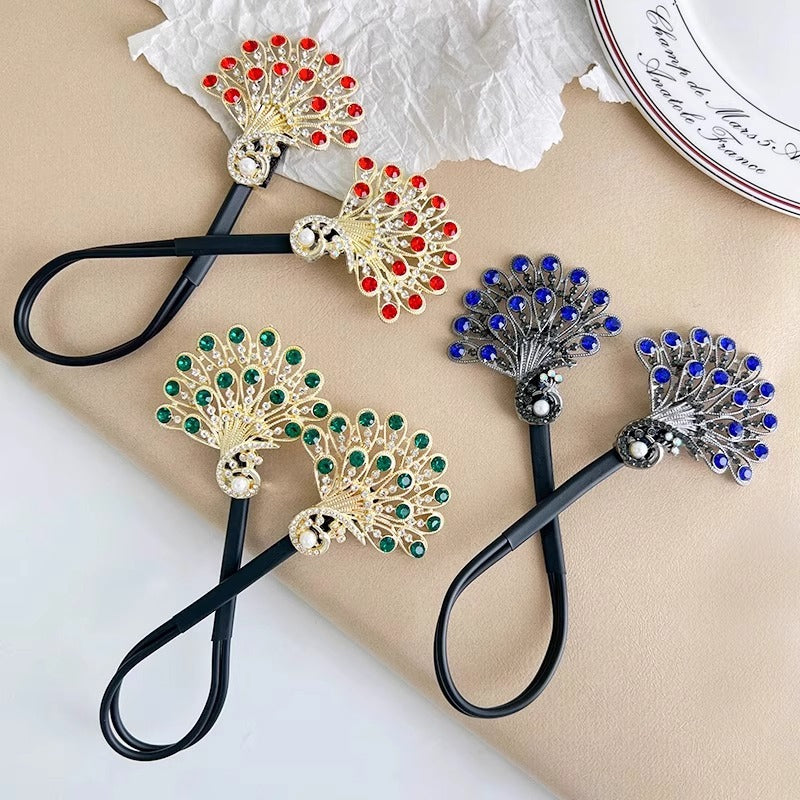 Crystal inspired peacock hair twist clip| lazy bun maker hairpin with rhinestones