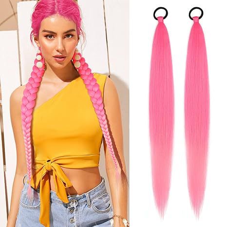 2pcs Ombre Jumbo Braiding Ponytail Extensions, 26-Inch Synthetic High Temperature Fiber Hair