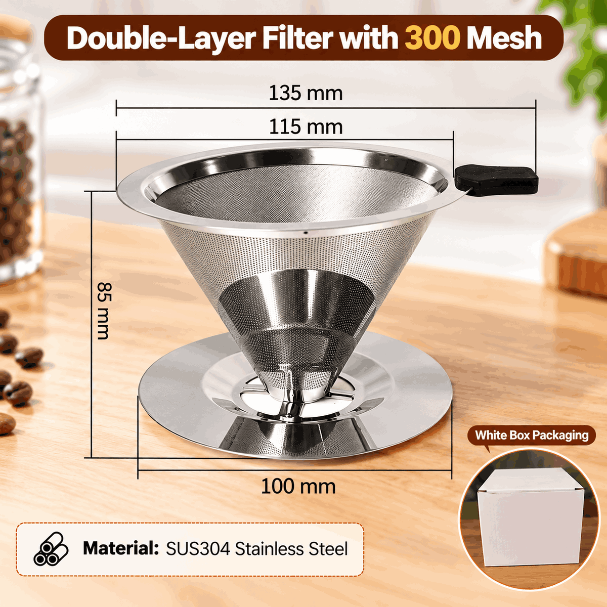 304 Stainless Steel Coffee Filter – Paper-Free & Reusable