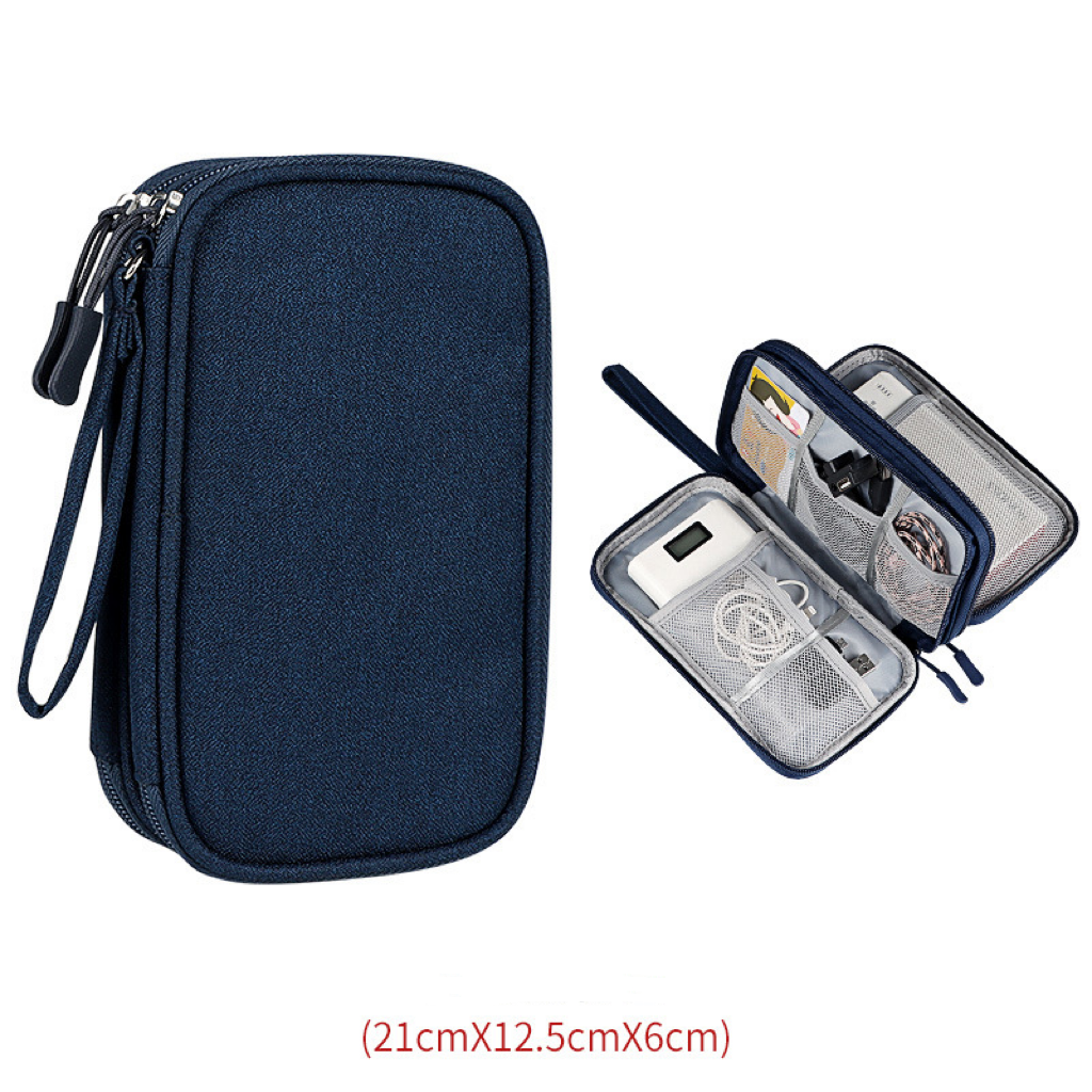 Travel Electronics Organizer - Portable Cable and Charger Storage Bag, Durable Polyester, Mesh Pockets for Accessories, Ideal for Men and Women