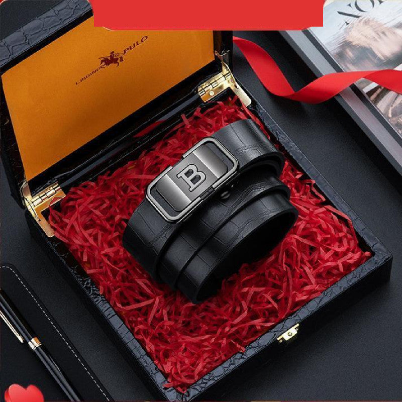 Men's Crocodile-Patterned Automatic Buckle Belt
