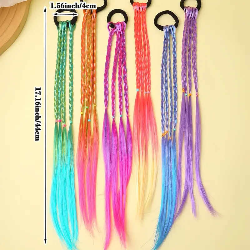 6pcs Colorful Braided Wig Hair Accessories Set