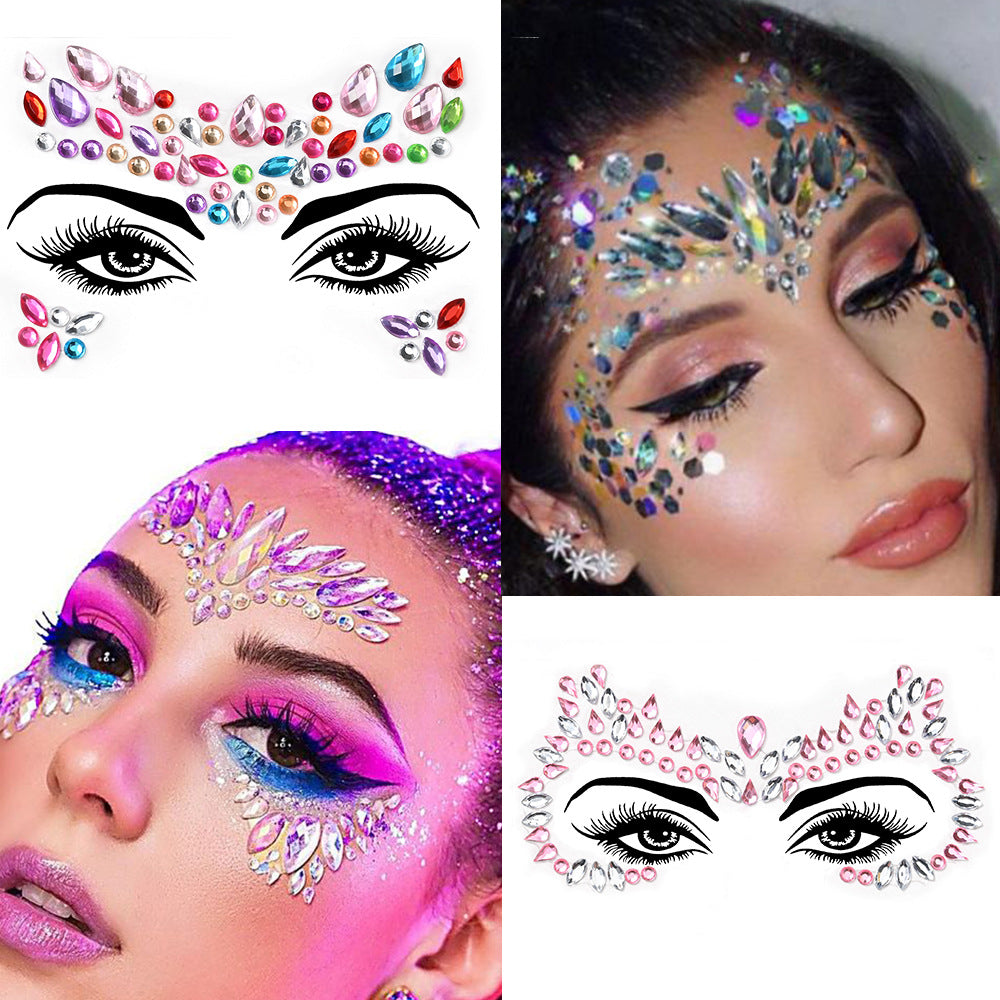 Sparkling Face Gems Stickers Set Suitable for Festivals, Cosplay And Parties