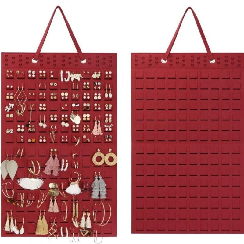 Felt Earring Organizer Pouch - Wall-Mounted Jewelry Storage Bag
