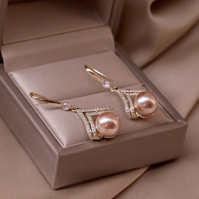 Long Pearl-Accented Earrings