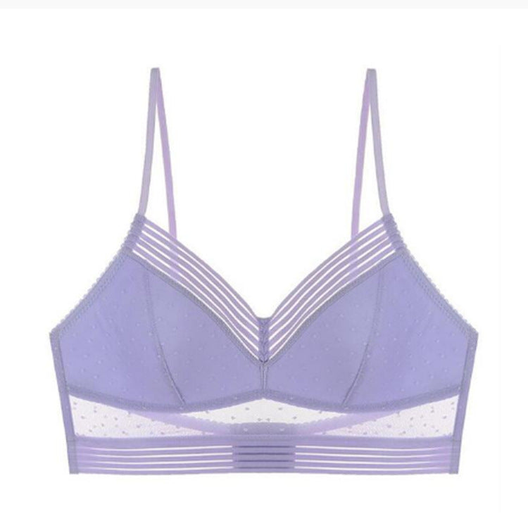 Low-back wireless lift lace polka dot bra