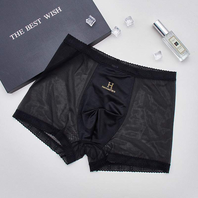 Men's breathable mesh seamless antibacterial boxer briefs